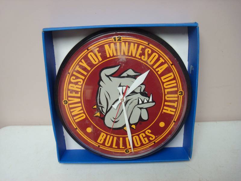 lot 164 image: U of M Duluth Bulldog Clock, Used, Shows Wear...