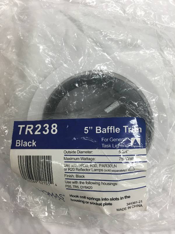 8 White Baffle Recessed Fixture Trim