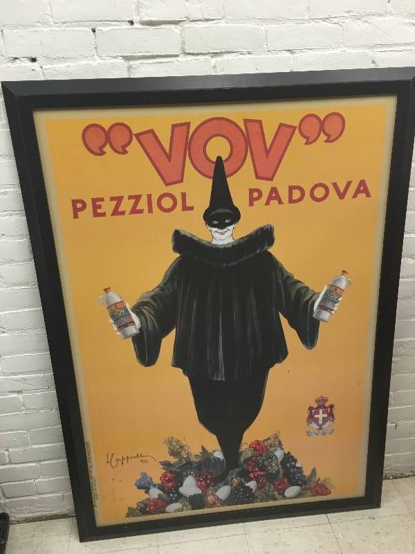 VINTAGE AD VOV PEZZIOL LIQUEUR PADOVA ITALY CLOWN RETRO FRAMED PRINT 5FT tall