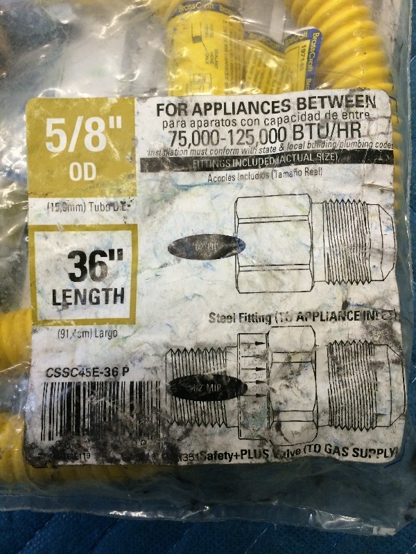 Appliance  Furnace  Water Heater Stainless Steel Gas Hose (1) 36 x 34   New Product