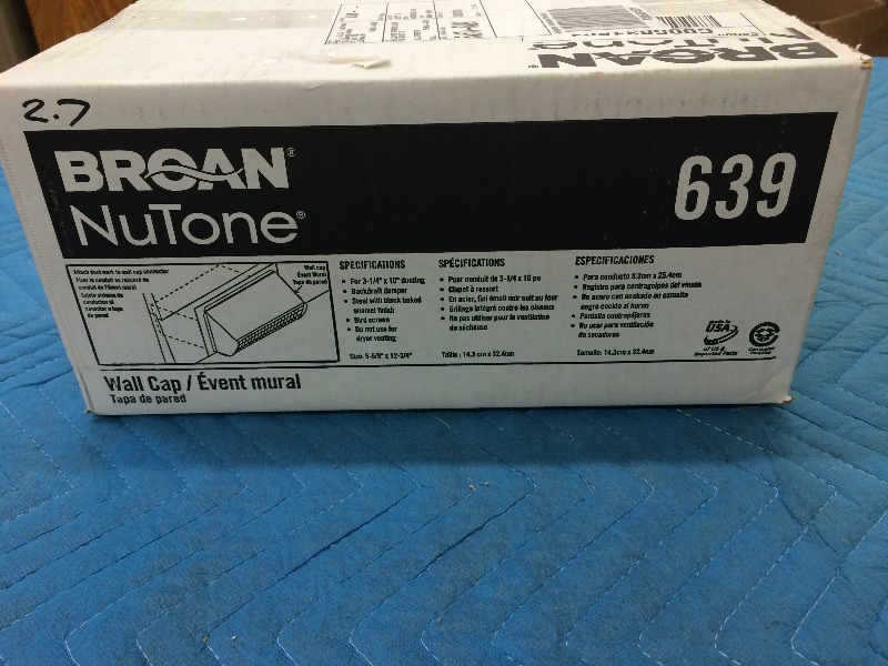 Broan Nuton  Wall Cap #639   New in the box