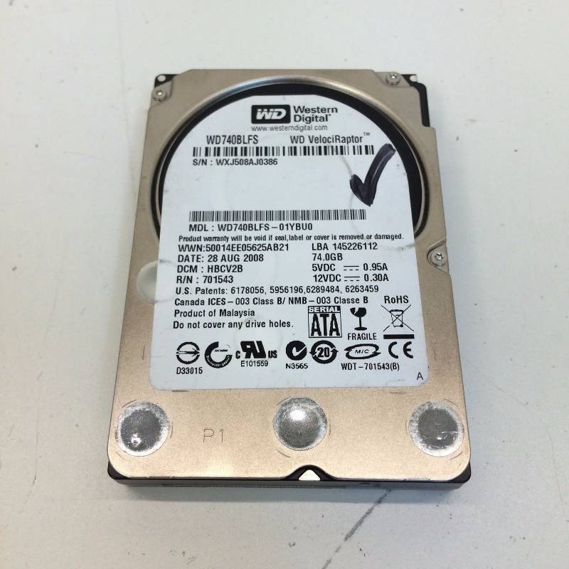 lot 15 image: Western Digital VelociRaptor 74GB SATA Hard Drive WD740BLFS-01YBU0