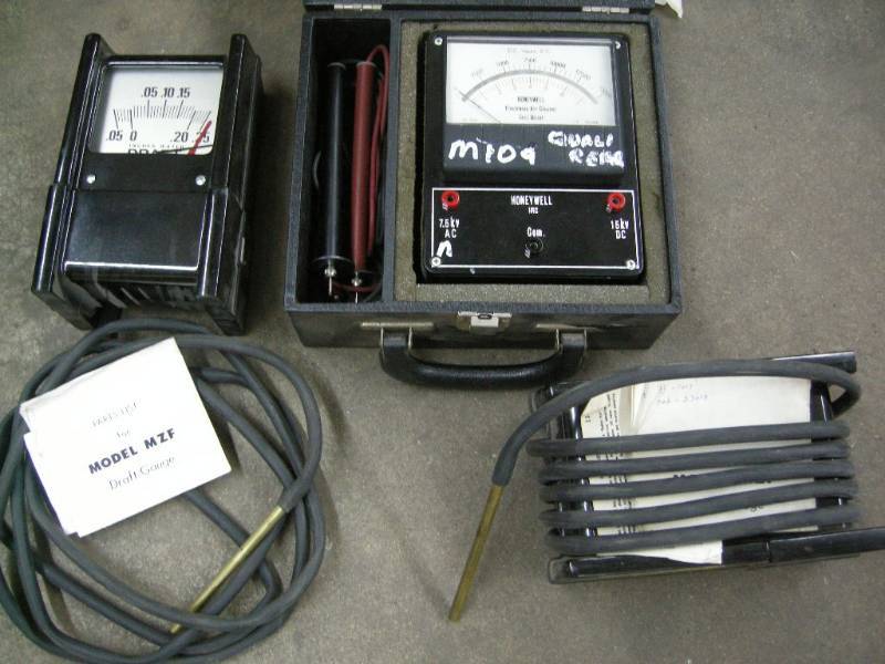 lot 112 image: 2 Bacharach Draft MZF Gauge Meters & Honeywell Meter