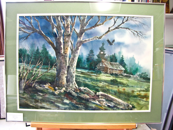 lot 48 image: Signed Original Northern Exposure Watercolor  by John Keeley 20 x 20