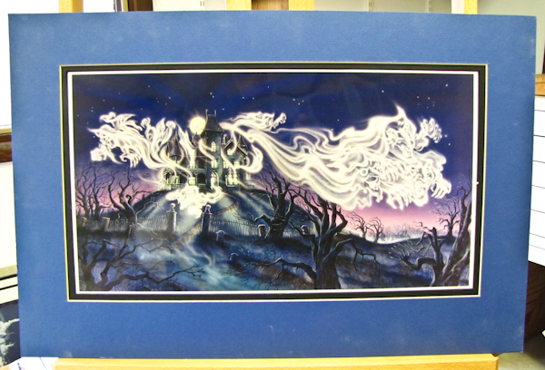 lot 65 image: Commercial art print, mounted.  Haunted House