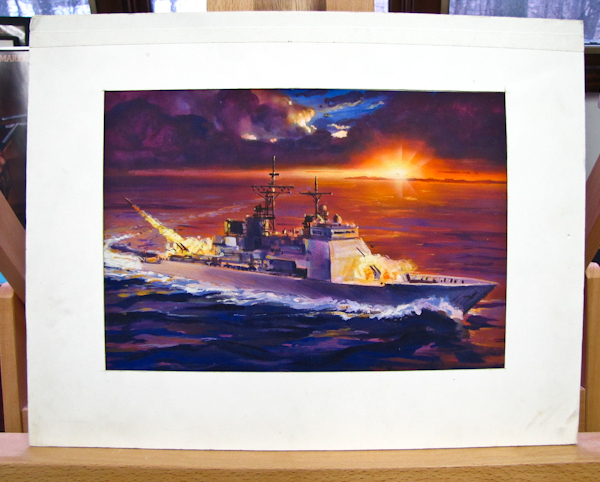 lot 98 image: Original commercial art painting.  Battleship