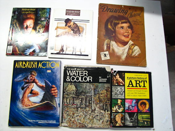 lot 113 image: Large lot of Art, painting, air brush books. Vintage how to draw book