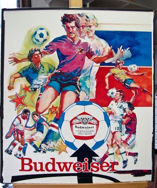 lot 72 image: Budweiser advertising print.  Soccer theme