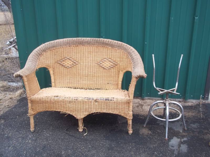 Wicker couch and backed stool frame restoration and repair