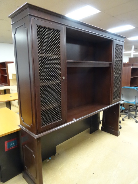 Wood Table With 2 Door Hutch