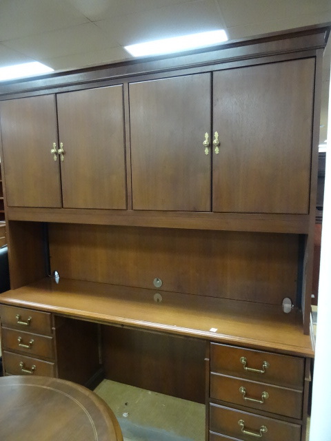 Wood Desk with Overhead Hutch