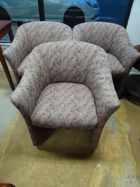 3 Matching Cushioned Chairs on Wheels