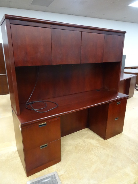 Office Desk with Lighted Hutch