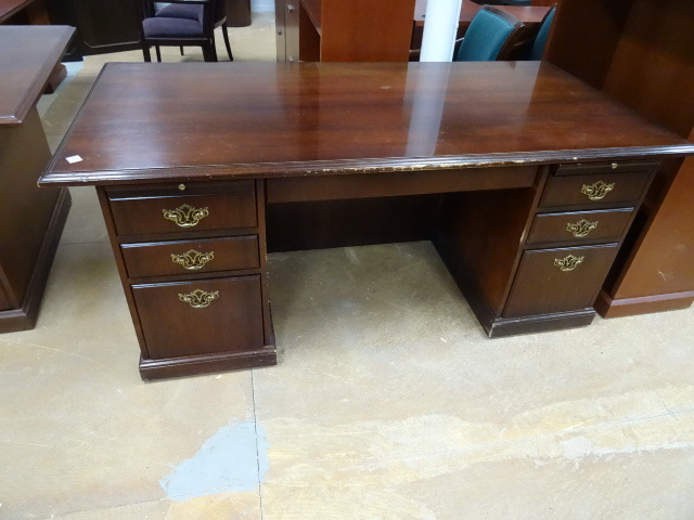 Wood Office Desk 6 Drawers