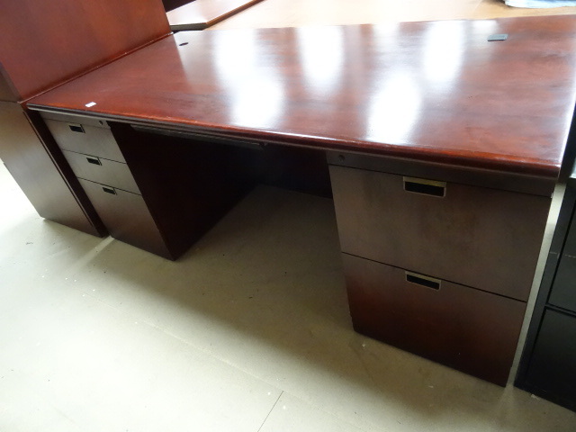5 Drawer Office Desk Cherry Finish