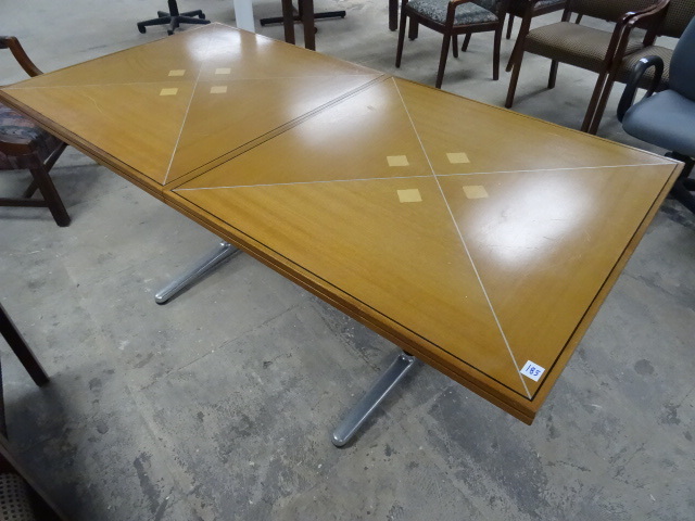 Wood Top Table with Metal Bases