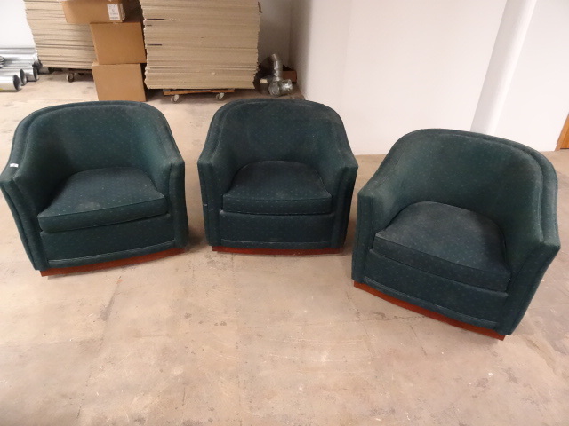 3 Matching Cushioned Swivel Chairs