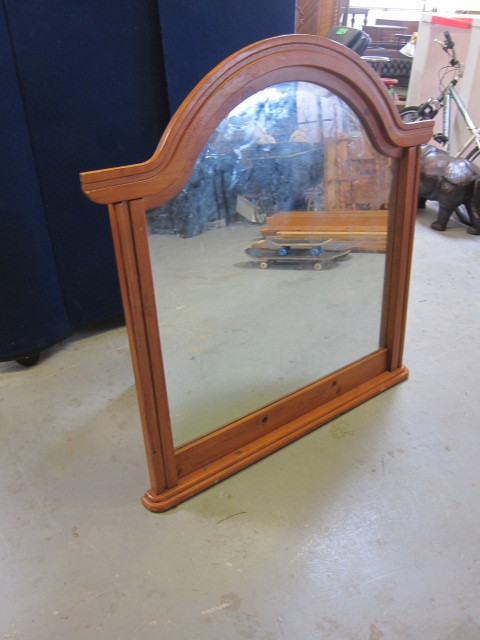 Wooden Framed Beveled Mirror