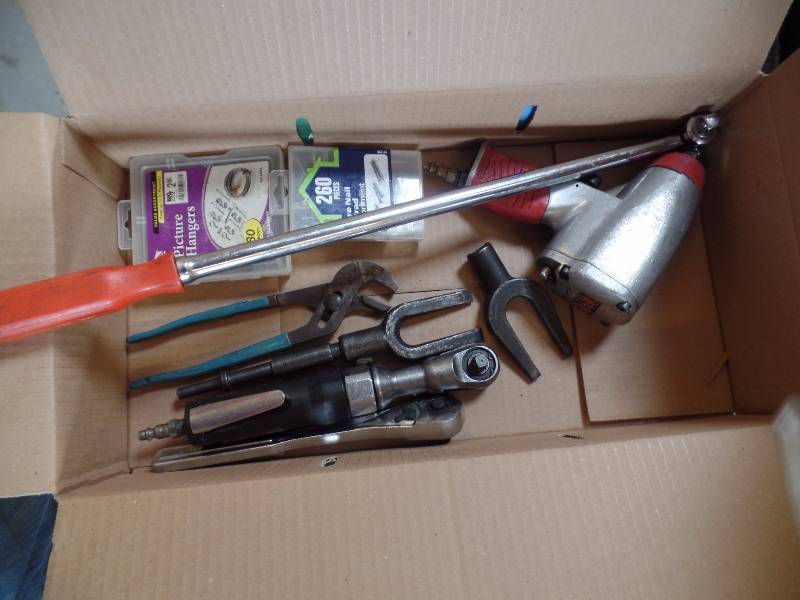 Box of Air Tools, Torque Wrench, More