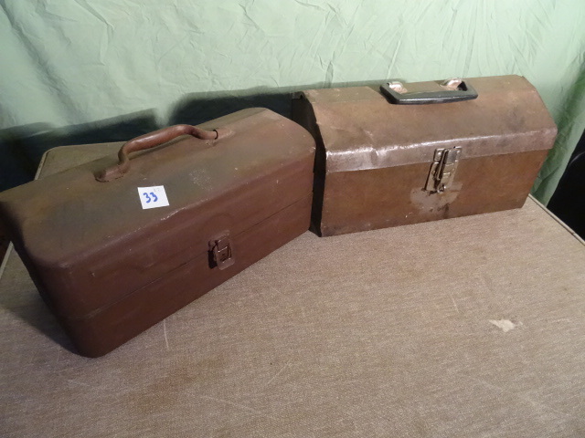 lot 33 image: 2 Vintage Metal Tool Boxes