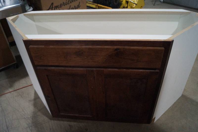 lot 42 image: NEW Cherry Corner Base Cabinet