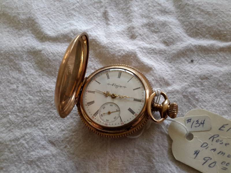 Elgin Rosecut Diamond pocket watch.. Tested and works