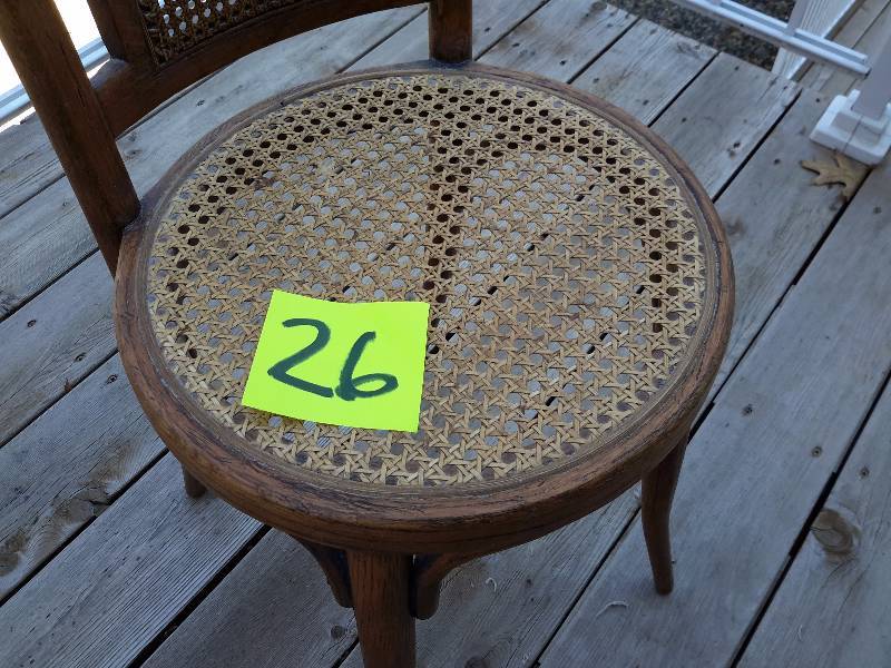Antique Straight back chair with caned back and seat