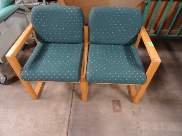 Wood framed double chair.