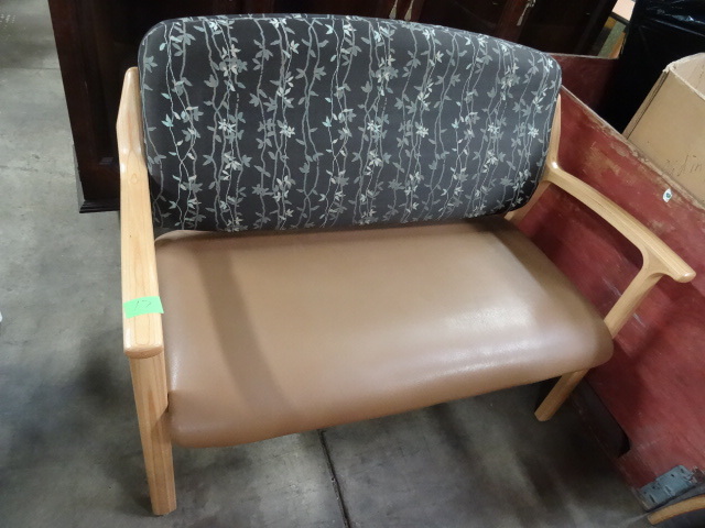 2 person wood framed waiting room bench