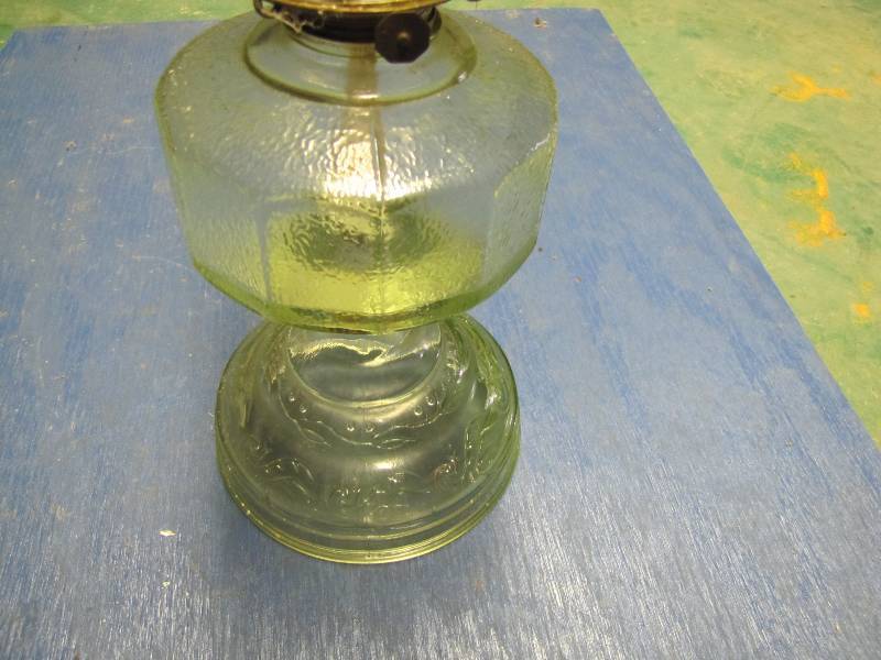 Green Glass Kerosene Lamp