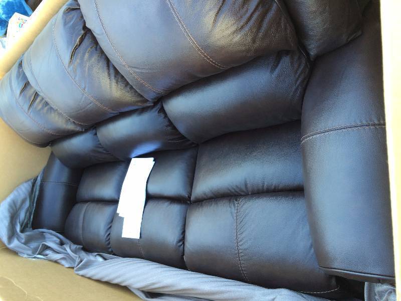 lot 3 image: Berkline Leather Reclining Sofa