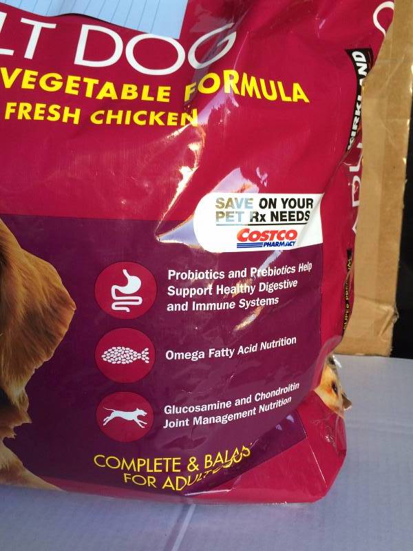 lot 13 image: Kirkland Adult Dog Chicken Rice and Vegetable Formula