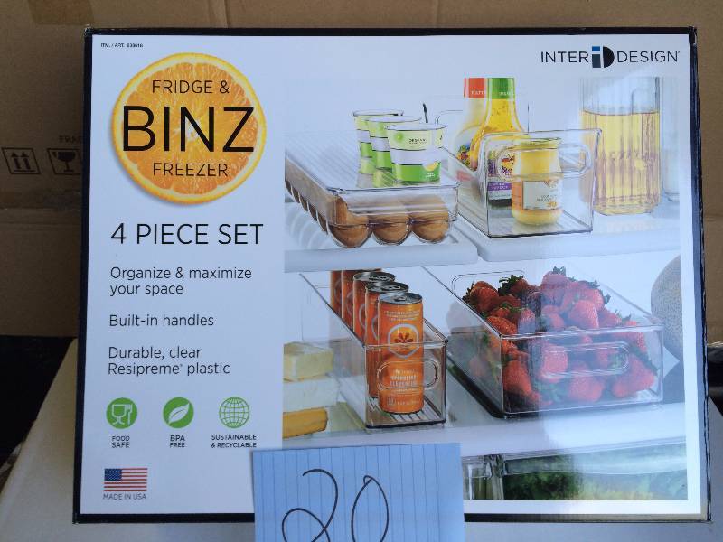 lot 20 image: InterDesign 4-Piece Storage Fridge and Freezer Binz