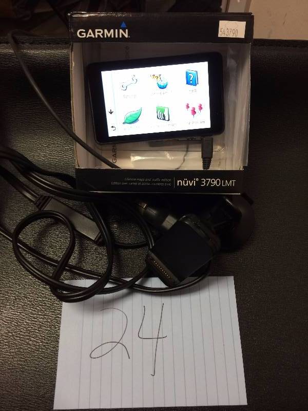 lot 24 image: Garmin nuvi 3790LMT 4.3-Inch Bluetooth Portable GPS Navigator with Lifetime Map & Traffic Updates used tested works