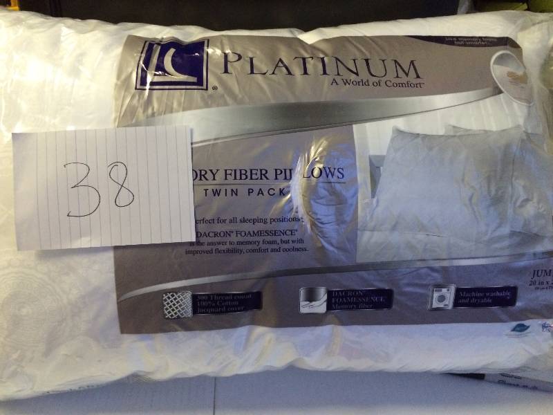 lot 38 image: Platinum Dry Fiber Pillows set of 2