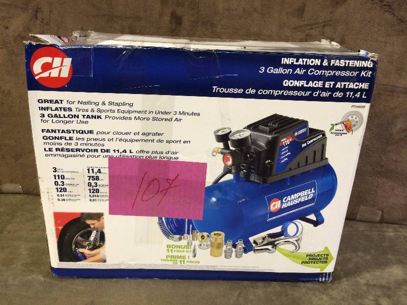 lot 107 image: CH 3 Gallon Air Compressor Tested works