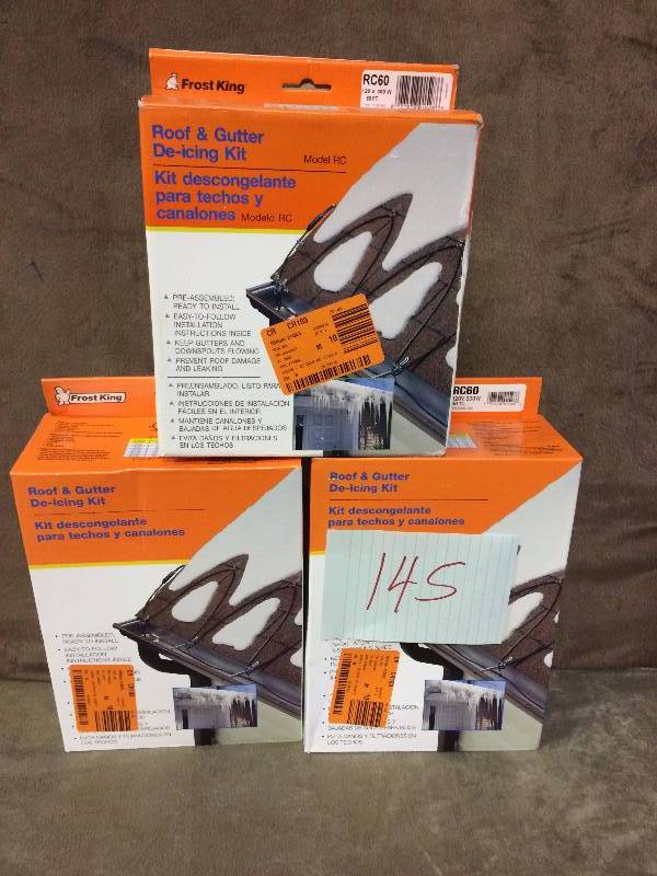 lot 145 image: Lot of 3 Roof & Gutter De-Icing Kits New