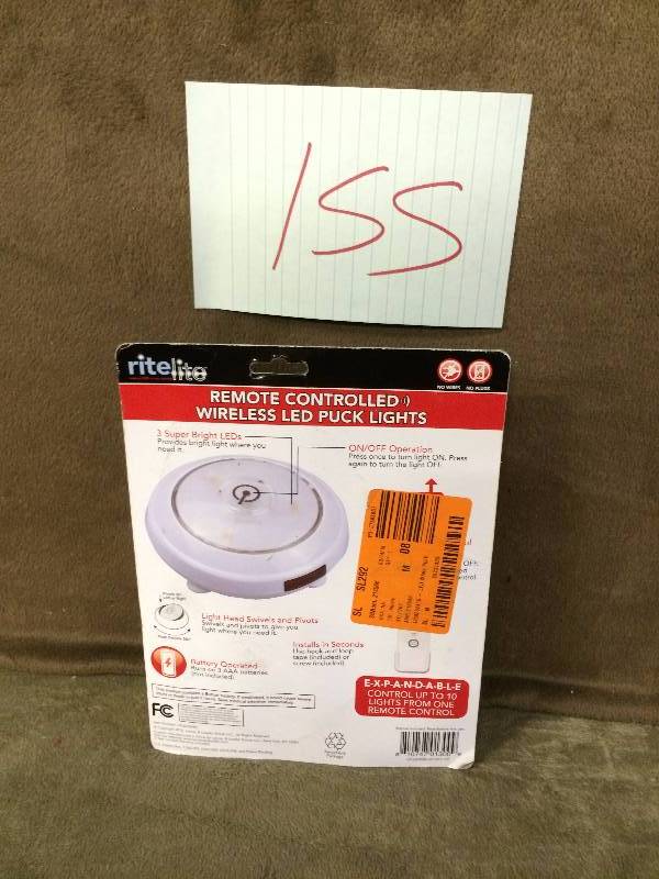 lot 155 image: Rite Lite Remote Controlled wireless LED Puck Light