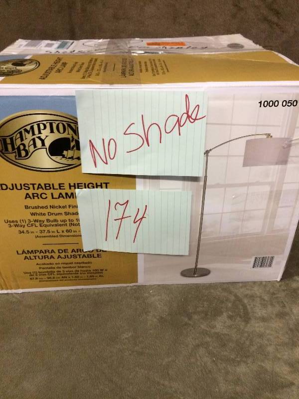 lot 174 image: Adjustable Height Arc Lamp- missing shade