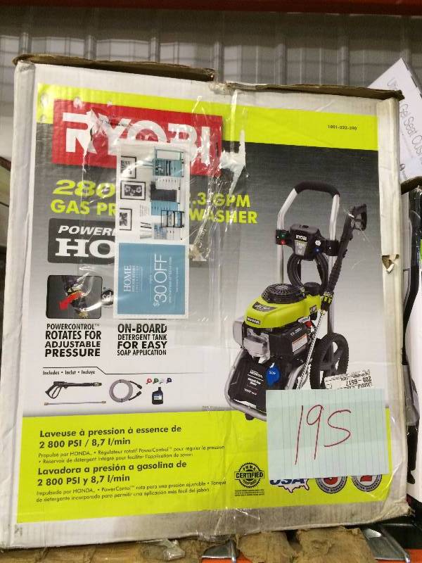 lot 195 image: Ryobi 2800 PSI - Honda Motor Preassure Washer Like New