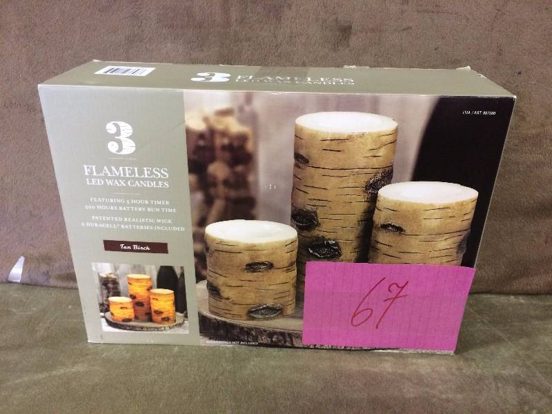 lot 67 image: 3 Flameless LED Candles