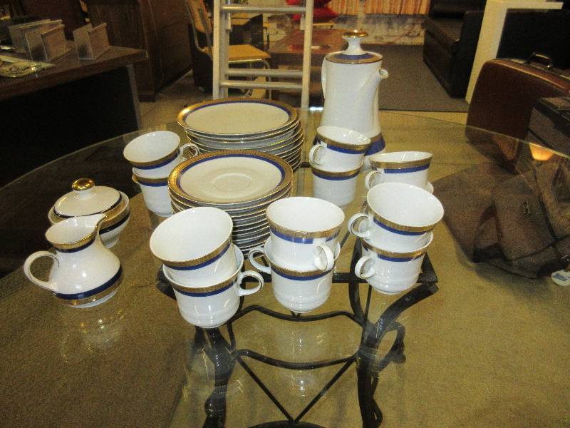 Lot of Bavarian China - Blue and Gold Trim