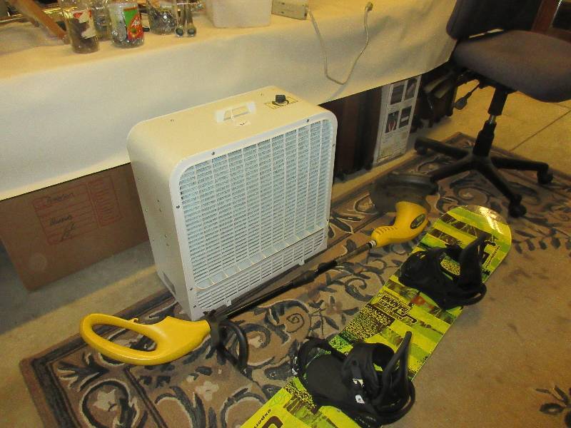 Odd Lot  Swamp Cooler, Snow Board, Weed Eater & Office Chair