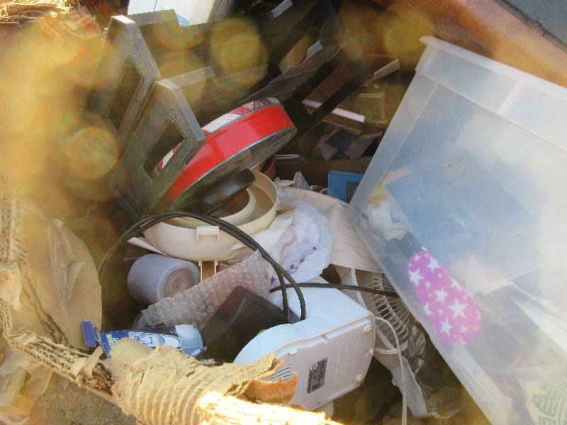 A WHOLE TOTE OF ALOT OF STUFF HOUSE HOLD AND OTHER MISC