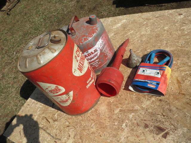Booster Cable, Gas Cans and Funnels
