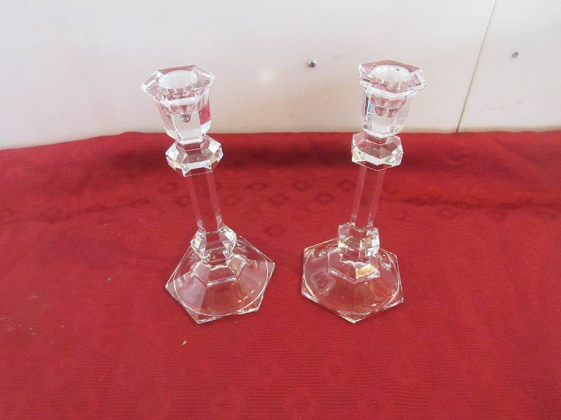 2 CRYSTAL CANDLE HOLDERS