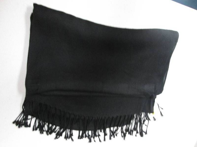 Black super soft wide fringed scarf...
