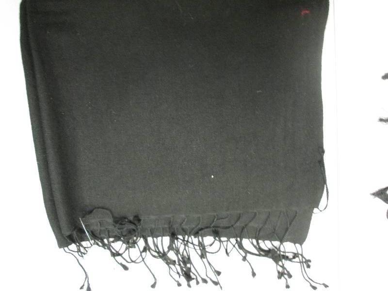 Black super soft wide fringed scarf...