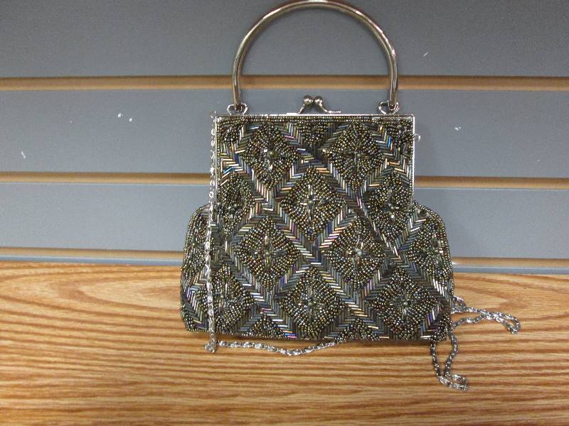 Gold metallic beaded purse...