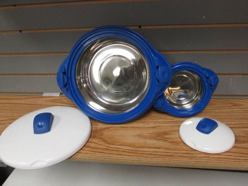 2 pc covered bowl set stainless ste...